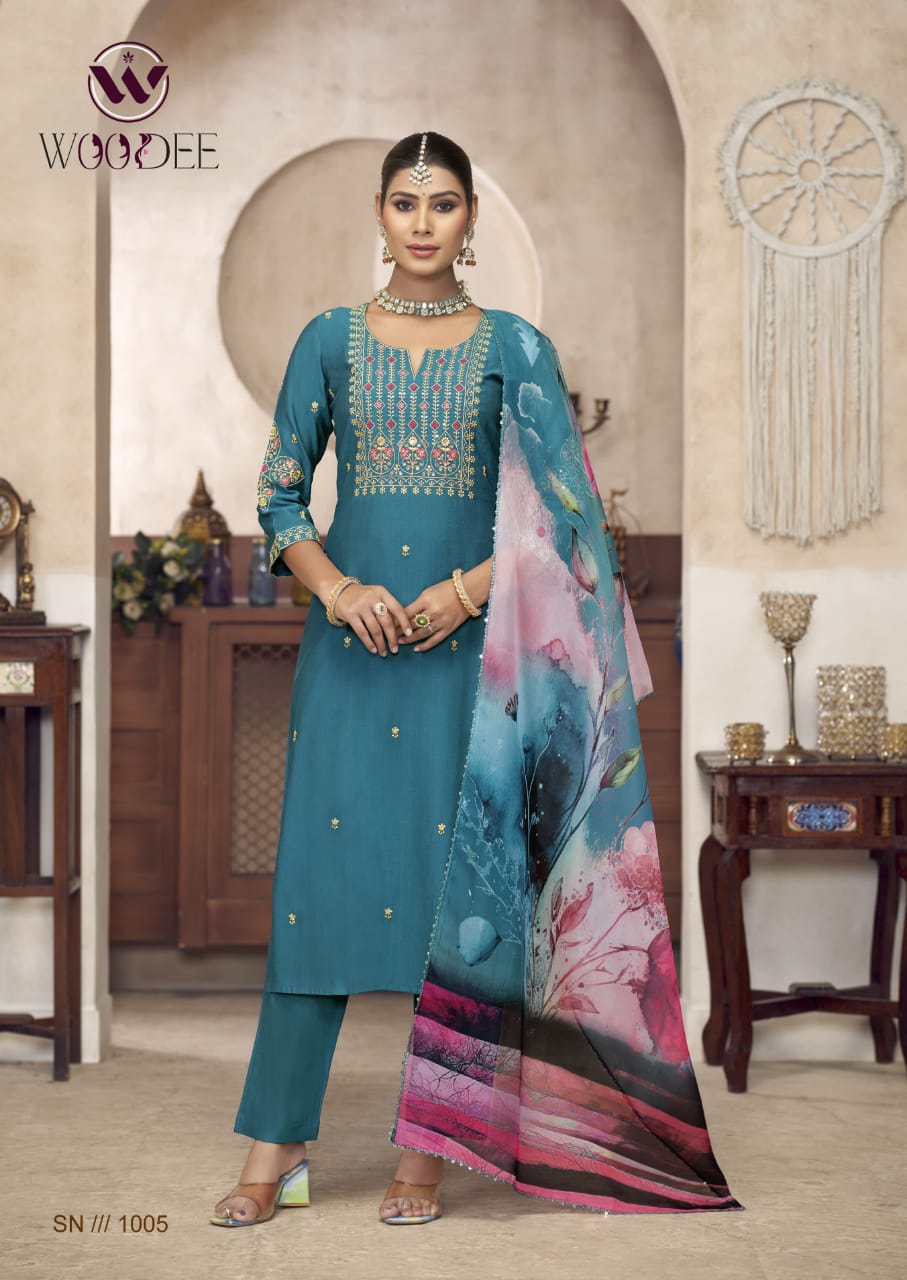 Diana By Woodee Viscose Silk Embroidery Kurti With Bottom Dupatta Wholesale Price In Surat